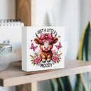 Cute Highland Cow Baby Decor, Cow With Pink Bow, Highland Cow Gifts for women, Highland Cow Decor, Highland Cow Nursery Decor, Wooden Box Decor Sign for Home Farmhouse Office Living Room Table Shelf by CozyNest Decor