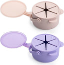 Silicone No Spill Snack Cups for Toddlers – Portable Baby Snack Cup Containers with Dustproof Lid – Dishwasher-Friendly Toddler Spill Proof Cups Without BPA, Lead, or Phthalates – Pink and Lilac by TinyTreasures Baby Boutique