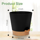 8-Inch Plant Pots, Self-Watering Planters with Drainage Holes & Saucers for Indoor and Outdoor Plants (2-Pack,Black) by GreenHaven Gardens