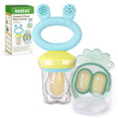Haakaa Baby Fruit Food Feeder & Mini Freezer Nibble Tray Combo, Breastmilk Popsicle Molds for Baby Cooling Relief, BPA Free Silicone Feeder for Safe Infant Self Feeding, 4 Month+ (Blue) by TinyTreasures Baby Boutique