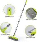 Floor Scrub Brush 2 in 1 Scrape and Stiff Bristle Deck Brush for Cleaning Concrete, Patio, Garage, Kitchen, Carpet and Bathroom 57" Long Handle by CozyNest Decor