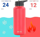 DRINCO Stainless Steel Water Bottle Spout Lid Vacuum Insulated Double Wall Water Bottle Wide Mouth (40oz 32oz 22oz 18oz 14oz) Leak Proof Keeps Cold or Hot (32 oz, 32oz Barn Red) by CozyNest Decor
