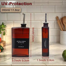 Olive Oil Dispenser Bottle for Kitchen, UV-Protected Dark Glass 11.8oz, Oil and Vinegar Dispenser Set, Soy Sauce Dispenser, Coffee Syrup Bottles- 11.8oz, Set of 2 by CozyNest Decor