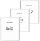 HAUS AND HUES 8x10 Picture Frame Set of 3 - White Picture Frames 8x10, 8 x 10 Wood Picture Gallery Wall, Gallery Wall Frame Set, Wooden Art Frames (White Oak Frame) by CozyNest Decor