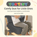 Toddler Booster Seat for Kitchen Chair, 2-in-1 Dining Table Booster Seat with Backrest & Adjustable Straps – Easy-Clean, PU Portable Toddler Eating Travel Increasing Cushion - Dark Grey by TinyTreasures Baby Boutique