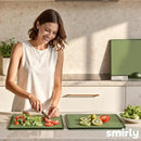 SMIRLY Plastic Cutting Board Set with Holder 4 Pieces, Non-Slip Dishwasher Safe Chopping Boards for Kitchen, Green by CozyNest Decor