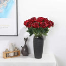 Burgundy Fake Roses Artificial Flowers - 10 Pcs Fake Artificial Roses Silk Flowers with Stems for Home Wedding Hotel Office Centerpiece Decor（Burgundy） by CozyNest Decor