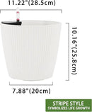 Dexceder 11x10 Self Watering Planters Indoor, Inner Mat Design, Table Flower Plant Pot with Water Level Indicator (2 Pack, White) by GreenHaven Gardens