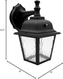 Maxxima LED Porch Lantern Outdoor Wall Light Fixture - Black, Clear Water Glass, Photocell Sensor, 875 Lumens, 3000K Warm White, Dusk to Dawn Light Sensor, Exterior Decorative Light by GreenHaven Gardens