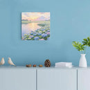 The hydrangea scenery all over the lake at sunset is suitable for posting in the living room bedroom office landscape poster wall painting by CozyNest Decor