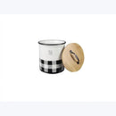 Young's Inc. 4 Pcs Set Plaid with Bamboo Lids Ceramic Canisters- Storage Container for Kitchen and Bathroom - Beautiful Home Decor Accent to Store Food, Coffee, Tea, and More - Black, White by CozyNest Decor