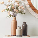 Ceramic Vase Set of 3, Neutral Flower Vases Home Decor, Pottery Rustic Farmhouse Decorative Vases Modern Decor for Table Mantel Entryway Bookshelf Living Room Kitchen Bedroom - Brown by CozyNest Decor
