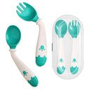 Deejoy Toddler Utensils, Self-feeding Flatware Set withTravel Case, Baby Spoons and Forks with Silicone Bendable Handle, Easy Grip Heat-Resistant, Ideal for Kids, Stage 2 (Green) by TinyTreasures Baby Boutique