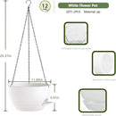 12 Inch Hanging Baskets 2 PC with Chains, Self-Watering Hanging Planters for Indoor Outdoor Plants, Plastic Hanging Flower Pots,White by GreenHaven Gardens