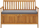 vidaXL Patio Storage Bench 47.2", Solid Acacia Wood, Dark Gray Cushion, Ample Storage Compartment, Rustic Style, Home and Garden Furniture by CozyNest Decor
