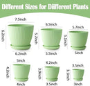 Plant Pots with Drainage Holes and Tray Saucer - 7.5/6.5/5.5/4.9/4.2/3.5 Inches Flower Pots - 6 Pack Thick and Sturdy Planters for Indoor Plants Such As Orchid, Succulent and Herbs, Green by GreenHaven Gardens