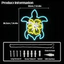 Sea Turtle Hibiscus Neon Signs for Wall Decor Blue Turtle Neon Light Yellow Flower LED Neon Wall Sign Ocean Neon Light Up Sign for Bedroom Living Room Office Decor Sea Turtle Gifts by GreenHaven Gardens