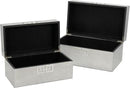 Galt International Storage Box Set Decorative Storage Box w/Hinged Lid Classic Design Wood Decor Boxes with Geometric Clasp Storage for Bedroom & Home - Set of 2 (Silver) by CozyNest Decor