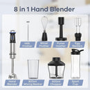 Ganiza 8 in 1 Immersion Blender - 1000W Heavy Duty Motor, 16 Speed Mode Handheld Blender With Stainless Steel Shaft - Includes 8 Total Pieces by TinyTreasures Baby Boutique