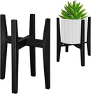 Plant Stand Indoor, Bamboo Plant Shelf, Adjustable Corner Plants Flower Holders Single Floor Plant Stand, Fits 8 to 12 Inches Pots,(Pot & Plant Not Included)(Black) by GreenHaven Gardens