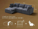 110 Inch Cloud Sectional Couches for Living Room, Convertible L Shaped Couch with Ottoman, 3 Seater Modular Sectional Sofa, Grey by CozyNest Decor