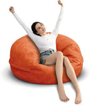 Bean Bag Chair for Adults 3FT,Soft Removable Cover for Teens/Girls Bedroom,Fluffy Giant Round Floor Beanbag Lounger Chairs (No Filler,Orange) by CozyNest Decor