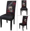 JQinHome Black Halloween Chair Slipcover,Skull Chair Covers Set of 4, High Stretch Washable Chair Protector Cover for Dining Room, Kitchen,Home Party,Wedding Ceremony(Skull Black,4PC) by CozyNest Decor