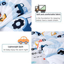 PERFEMET Car Toddler Bedding Kids 4 Pieces Bed in A Bag for Boys Vehicles Truck Toddler Girl Comforter Sets with Bed Sheets Modern Bedroom Collection, White by TinyTreasures Baby Boutique