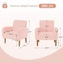 Chenille Fabric Accent Chair, Upholstered Armchair with Solid Wood Legs, Modern Living Room Accent Chair, Comfy Single Sofa Chair Reading Club Chair for Bedroom Reception Lounge, Pink by CozyNest Decor
