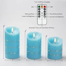 Homemory Flameless Candles with String Lights, 3 Pack Embedded Fairy String Lights LED Candles, Electric Flickering Candles with Remote Control and Timer, Real Wax, Blue by CozyNest Decor