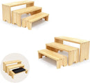 Display Wood Risers Wooden Stand 3 Tier Wood Racks Decorative Rectangular, 2 Set 6 Piece Cupcake Stands Cologne Perfume Organizer Dessert Showcase(Nature) by CozyNest Decor