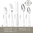 HIKAA Premium Silverware Set, Stainless Steel Flatware Set with Wide-Based Handles for Comfort & Durability, Forks & Spoons Cutlery Silverware Set (60PCS) by CozyNest Decor