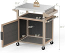Skyflame Outdoor Grill Cart with Storage on Wheels, Rolling Kitchen Island with Stainless Steel Table Top, Multifunctional BBQ Food Prep Table with Magnetic Single Door for Patio Backyard Garden Deck by CozyNest Decor