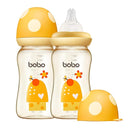 YOHKOH PPSU Baby Bottle Wide Neck, Newborn Anti-Colic Baby Bottle with Natural Response Nipple, Streamlined Body, Easy to Clean (8.8oz (Pack of 2), Yellow) by TinyTreasures Baby Boutique