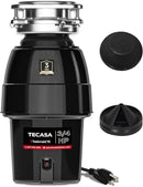 3/4 HP Garbage Disposal, TECASA Food Garbage Disposal with Power Cord, Stainless Steel Grinding System and 3-Bolt Mounting, Continuous Feed Garbage Disposals, Quiet, Taskmaid Series 75 by CozyNest Decor