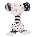 Black & White Elephant Baby Toys 0-12 Months - Plush Sensory Rattle with Teether, Wind Chime, BB Squeaker & Embroidery for Visual, Hearing & Cognitive Development by TinyTreasures Baby Boutique