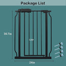 Narrow Baby Gates for Stairs Doorways Auto Close Tension Black Metal Child Pet Safety Gates with Pressure Mount 24-29 Inch Wide by TinyTreasures Baby Boutique