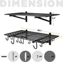2 Pack Heavy Duty Garage Wall Shelving, 2' x 4' Wall Mount Storage Shelf, Holds 200 lbs Each, Garage Shelving Wall Mounted, Storage Rack with Hooks (Black) by GreenHaven Gardens