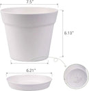 homenote Pots for Plants, 8 Pcs 7.5 Inch Plastic Planters with Multiple Drainage Holes and Tray - Plant Pots for All Home Garden Flowers Succulents, Cream White by CozyNest Decor
