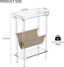Eglaf Acrylic Narrow Side Table for Small Spaces - Slim End Table with Magazine Holder - Skinny Side Table Small Bedside Table Nightstand for Living Room Bedroom- 15.7” L x 7” W x 23.9” H, Clear by CozyNest Decor