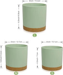 3 Pack 6/5/4 inch Cylindrical Flower Pots, Modern Small Round Plastic Plant Pots with Drainage Holes & Saucers, Clean and Refined Planter Pots for Outdoor, Indoor & Office Decor (Green Brown) by GreenHaven Gardens