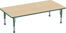 FDP Rectangle Activity School and Classroom Kids Table (36 x 72 inch), Toddler Legs, Adjustable Height 15-24 inches - Maple Top and Green Edge by CozyNest Decor
