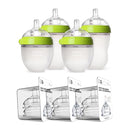 Comotomo Baby Bottle Bundle, Green, (7 Piece Set) by TinyTreasures Baby Boutique