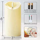 Homemory 6”x3” Outdoor Waterproof Flameless Candles, LED Candles, Battery Operated Candles with Remote and Timers, Electric Fake Plastic Pillar Candles,Dark Ivory, Set of 2 by CozyNest Decor