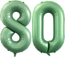 GOER Number 80 Balloons for 80th Birthday Party Decorations,42 Inch Jumbo Foil Helium Balloons for 80th Anniversary (Sage Green) by TinyTreasures Baby Boutique