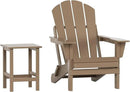 WO Home Furniture Adirondack Chair Table Set of 2 PCS Outdoor Folding Chair w Side Table Weather/UV Resistant for Lawn, Garden, Bon Fire, Balcony (Weathered Wood) by GreenHaven Gardens