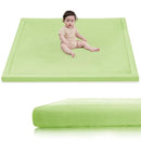 Baby Play Mat for Floor,1.3"Thick Elasti-Foam 50x50 Playpen Mat for Toddlers Infant kids,Water-Repellent Soft Velvet for Tummy Time,Non-Slip Backing for Crawling,Tatami Style(Light Green) by TinyTreasures Baby Boutique