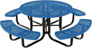Coated Outdoor Furniture Heavy-Duty Portable Outdoor Kids Table with Umbrella Hole, Punched Steel Kids Picnic Table, Commercial-Grade, Made in America (46 In, Round, Childrens, Textured Light Blue) by CozyNest Decor