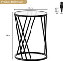 Round Side Table, Modern End Tables for Living Room Office Small Spaces, Glass Black End Table with Metal Frames, Nightstand for Bedroom, Bedside Furniture, Easy Assembly by CozyNest Decor