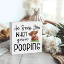 Funny Highland Cow Bathroom Decor Are You Pooping Sign Highland Cow Gifts for Women Highland Cow Nursery Decor, Wooden Box Decor Sign for Home Farmhouse Office Living Room Table Shelf Tiered by CozyNest Decor
